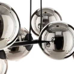 Glassy hanglamp, 8-lamps, zwart, grafiet, glas, E14