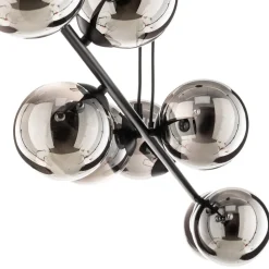 Glassy hanglamp, 8-lamps, zwart, grafiet, glas, E14