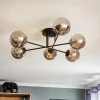 Glassy plafondlamp, zwart, grafiet, glas, 6-lamps, E14