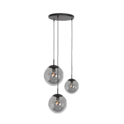 Glazen hanglamp Bollique, zwart, 3-lamps