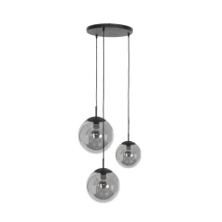 Glazen hanglamp Bollique, zwart, 3-lamps