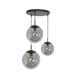 Glazen hanglamp Bollique, zwart, 3-lamps