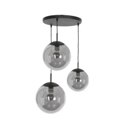 Glazen hanglamp Bollique, zwart, 3-lamps