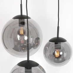 Glazen hanglamp Bollique, zwart, 3-lamps