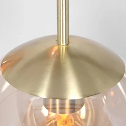 Glazen hanglamp glasbol, messing, 5-lamps