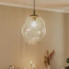 Glazen hanglamp Sol, Ø 35cm, zwart/helder