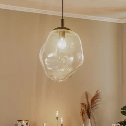Glazen hanglamp Sol, Ø 35cm, zwart/helder