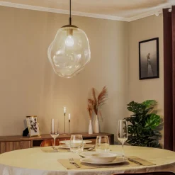 Glazen hanglamp Sol, Ø 35cm, zwart/helder