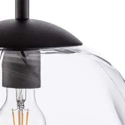 Glazen hanglamp Sol, Ø 35cm, zwart/helder