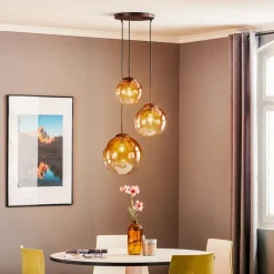 Glazen hanglamp Varus amber 3fl Ø 51 cm