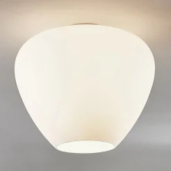 Glazen plafondlamp Bibiane, opaalwit