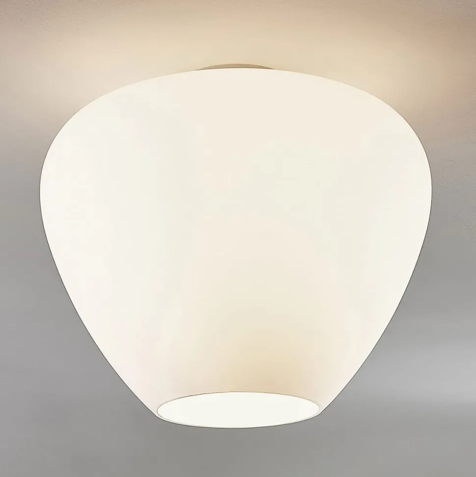 Glazen plafondlamp Bibiane, opaalwit