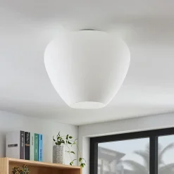 Glazen plafondlamp Bibiane, opaalwit