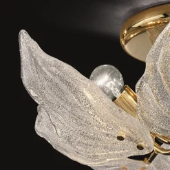 Glazen plafondlamp Foglie, 6-lamps