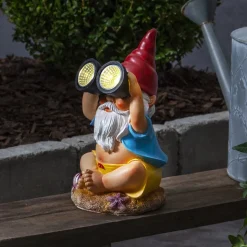 Gnomy LED lamp op zonne-energie, kleurrijk, kunststof, 22 cm, verrekijker