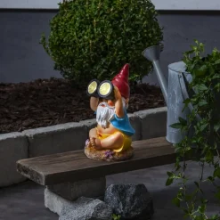 Gnomy LED lamp op zonne-energie, kleurrijk, kunststof, 22 cm, verrekijker