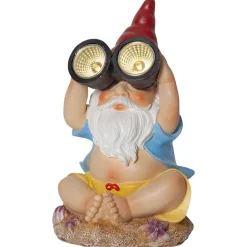 Gnomy LED lamp op zonne-energie, kleurrijk, kunststof, 22 cm, verrekijker