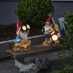 Gnomy LED lamp op zonne-energie, kleurrijk, kunststof, 22 cm, verrekijker