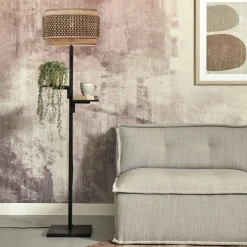 GOOD & MOJO Bhutan vloerlamp met legbord, zwart