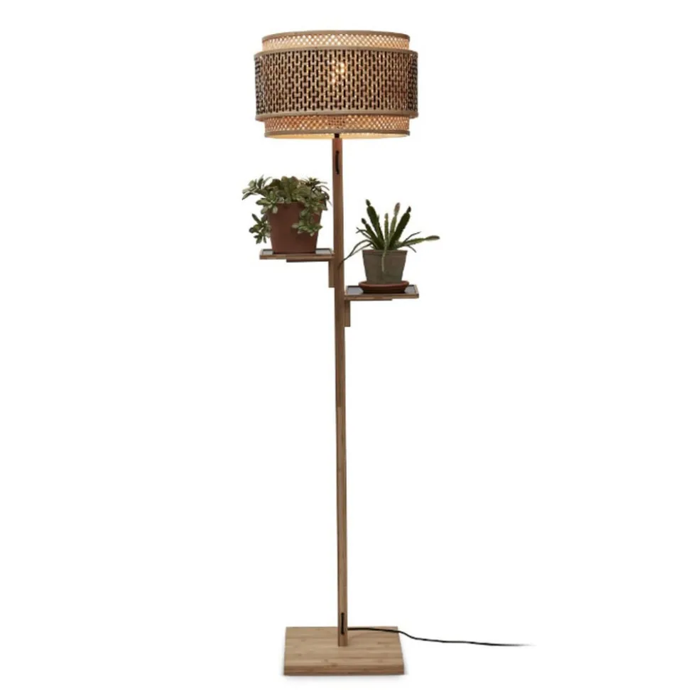 GOOD & MOJO Bhutan vloerlamp met legbord, naturel