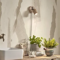 GOOD & MOJO Java wandlamp, stekker, 1-lamp naturel