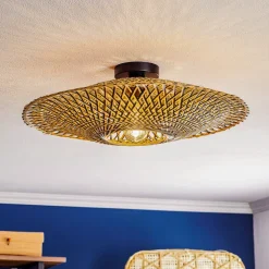 GOOD & MOJO plafondlamp Bali, Ø 60 cm, zwart/natuur, bamboe