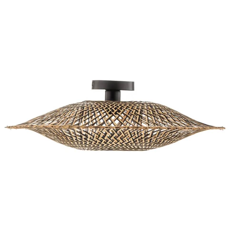 GOOD & MOJO plafondlamp Bali, Ø 60 cm, zwart/natuur, bamboe