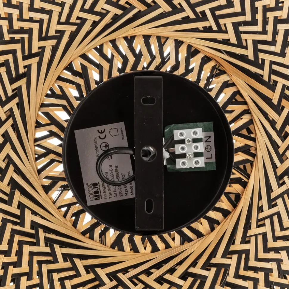 GOOD & MOJO plafondlamp Bali, Ø 60 cm, zwart/natuur, bamboe