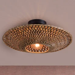 GOOD & MOJO plafondlamp Bali, Ø 44 cm, zwart/natuur, bamboe