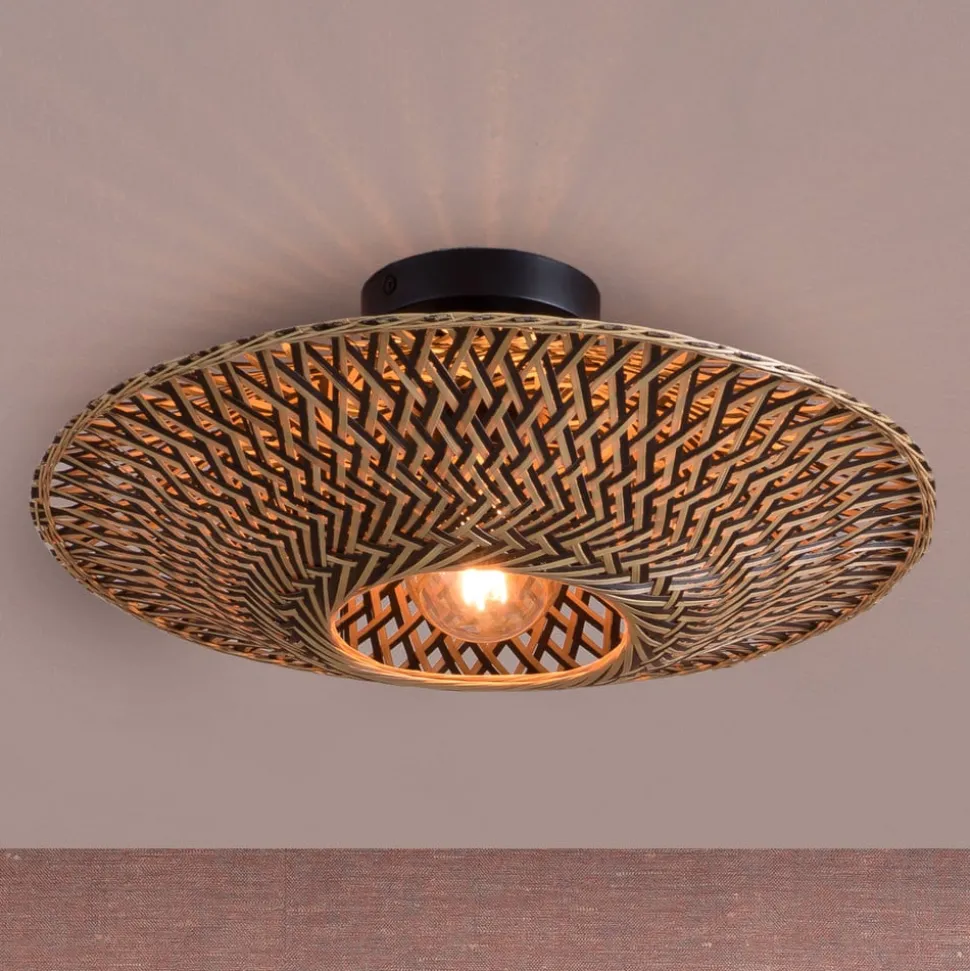GOOD & MOJO plafondlamp Bali, Ø 44 cm, zwart/natuur, bamboe