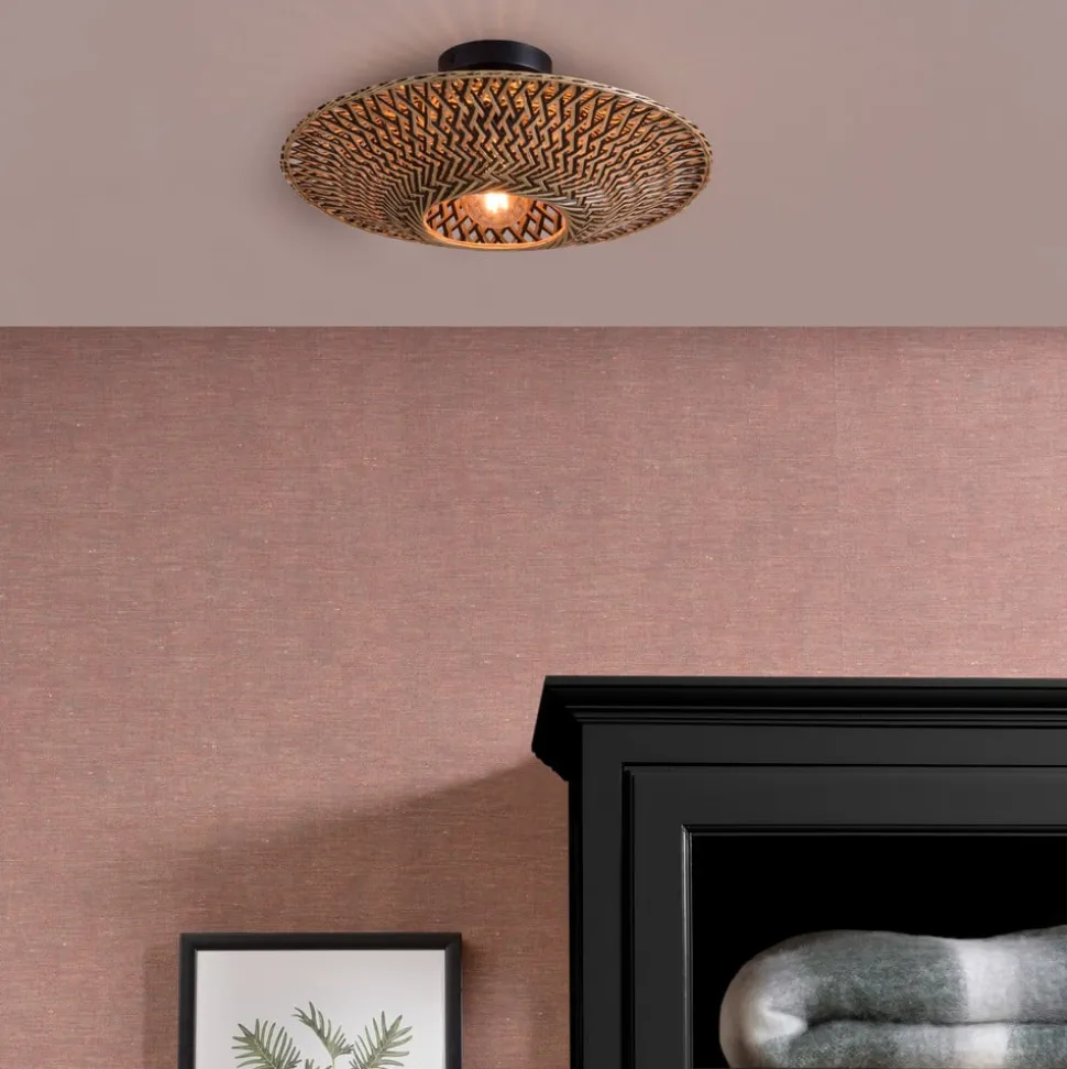 GOOD & MOJO plafondlamp Bali, Ø 44 cm, zwart/natuur, bamboe