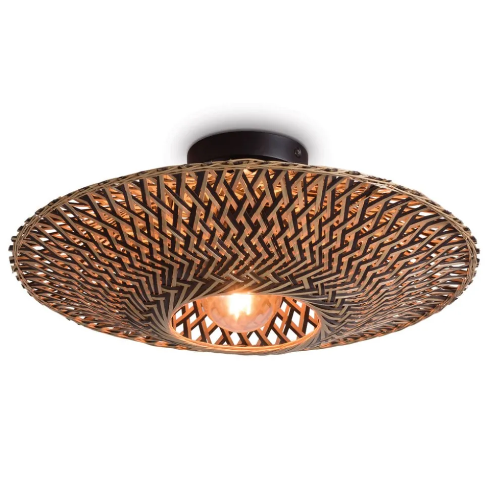 GOOD & MOJO plafondlamp Bali, Ø 44 cm, zwart/natuur, bamboe