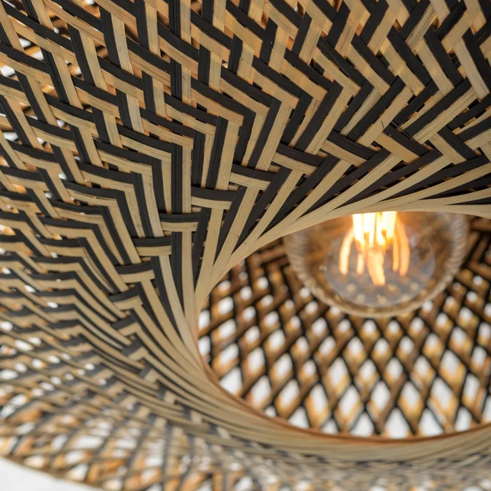 GOOD & MOJO plafondlamp Bali, Ø 44 cm, zwart/natuur, bamboe