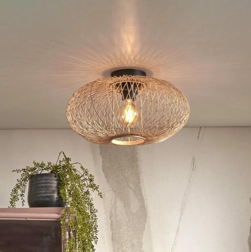 Good & Mojo Plafondlamp Cango, naturel, Ø 40 cm, hoogte 20 cm