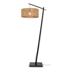 Good & Mojo vloerlamp Iguazu, naturel/zwart, Ø50cm, cilinder