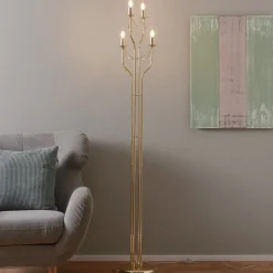 Gouden afwerking - fraai ontworpen vloerlamp Retro