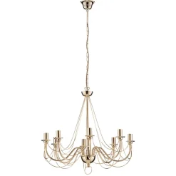 Gouden kroonluchter Retro, met acht lampen