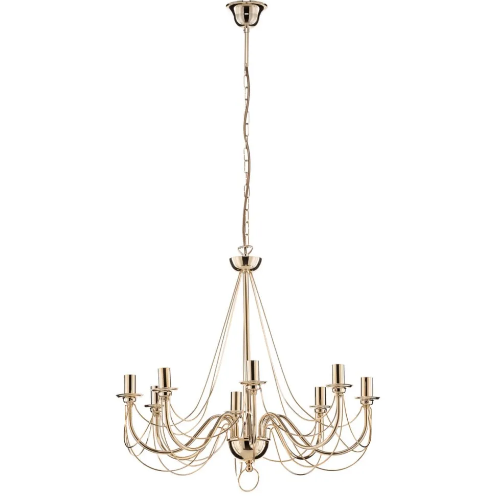 Gouden kroonluchter Retro, met acht lampen