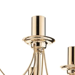 Gouden kroonluchter Retro, met acht lampen