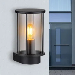 Gracey buitenwandlamp, zwart, hoogte 25,2 cm, roestvrij staal