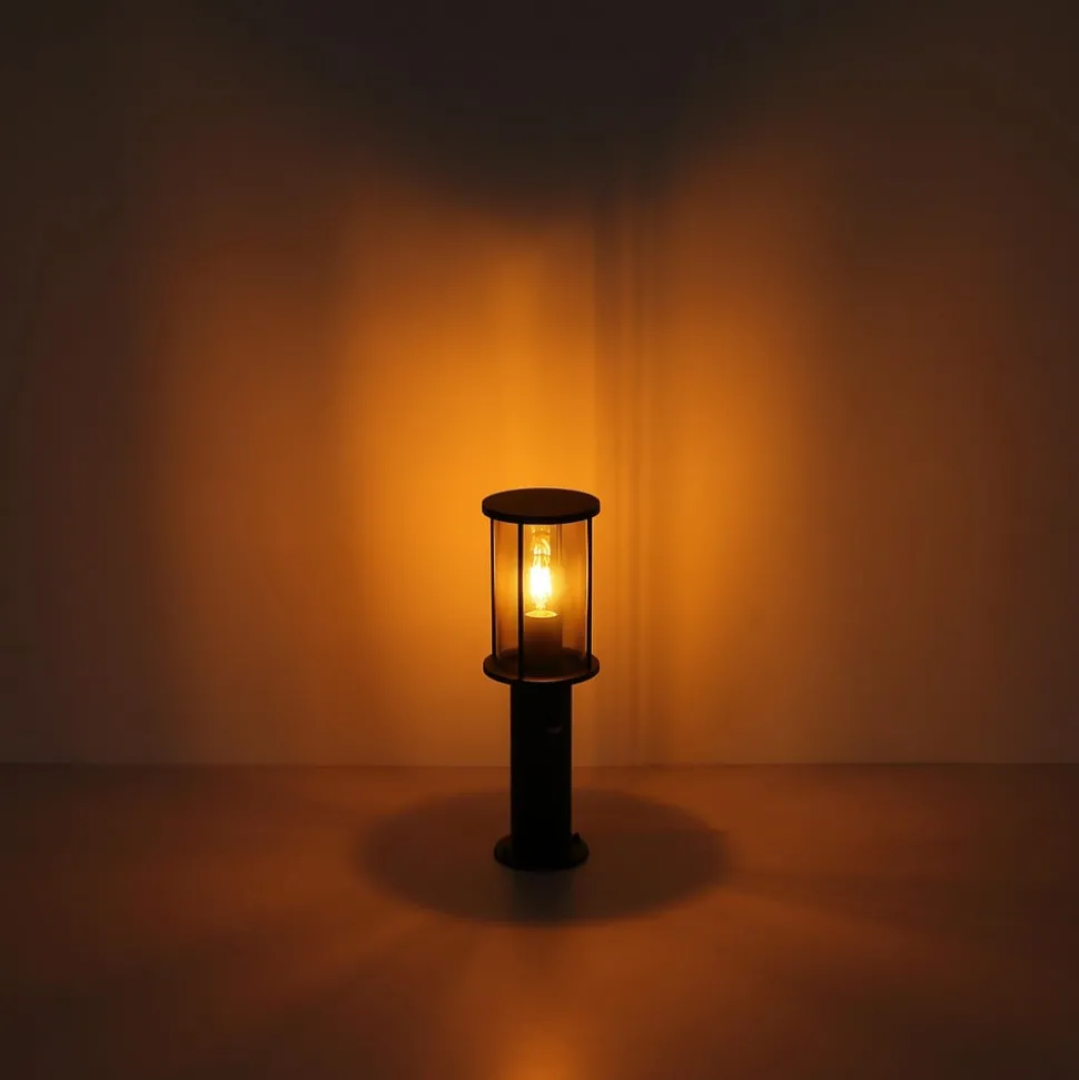 Gracey sokkellamp, hoogte 45 cm, zwart, roestvrij staal, IP54