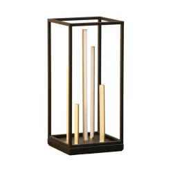 Grid LED tafellamp, zwart/goud, metaal, CCT, dimbaar