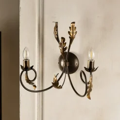 Grietje wandlamp, 2-lamps, bronskleurig, metaal, E14