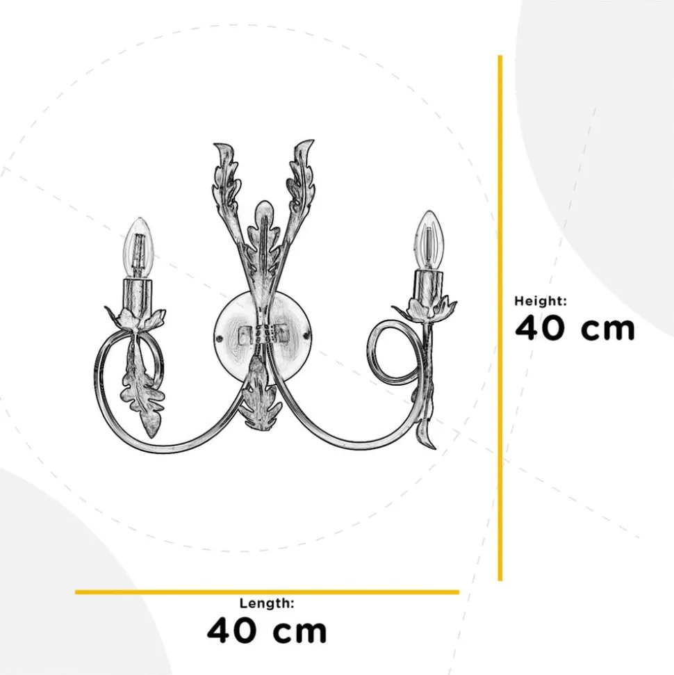 Grietje wandlamp, 2-lamps, bronskleurig, metaal, E14