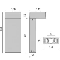 Grijze LED sokkellamp Mimik 10 Post 300 3.000K