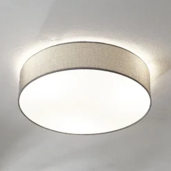 Grijze plafondlamp Pasteri met linnen kap 57 cm