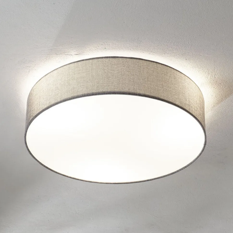 Grijze plafondlamp Pasteri met linnen kap 57 cm