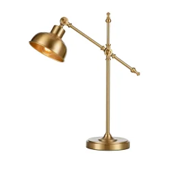 Grimstad tafellamp, antiek messing, ijzer, hoogte 56cm