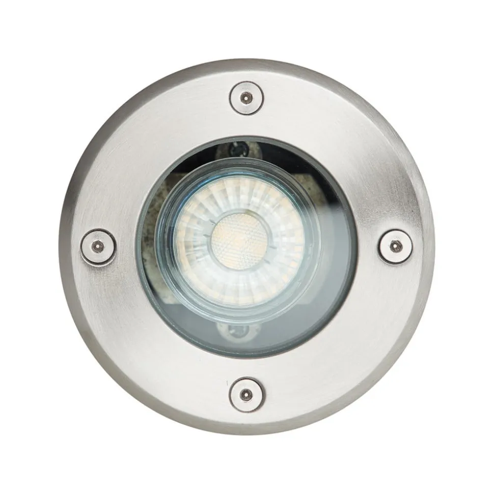 Grondspot inbouwlamp Itch, Ø 11 cm, roestvrij staal, metaal