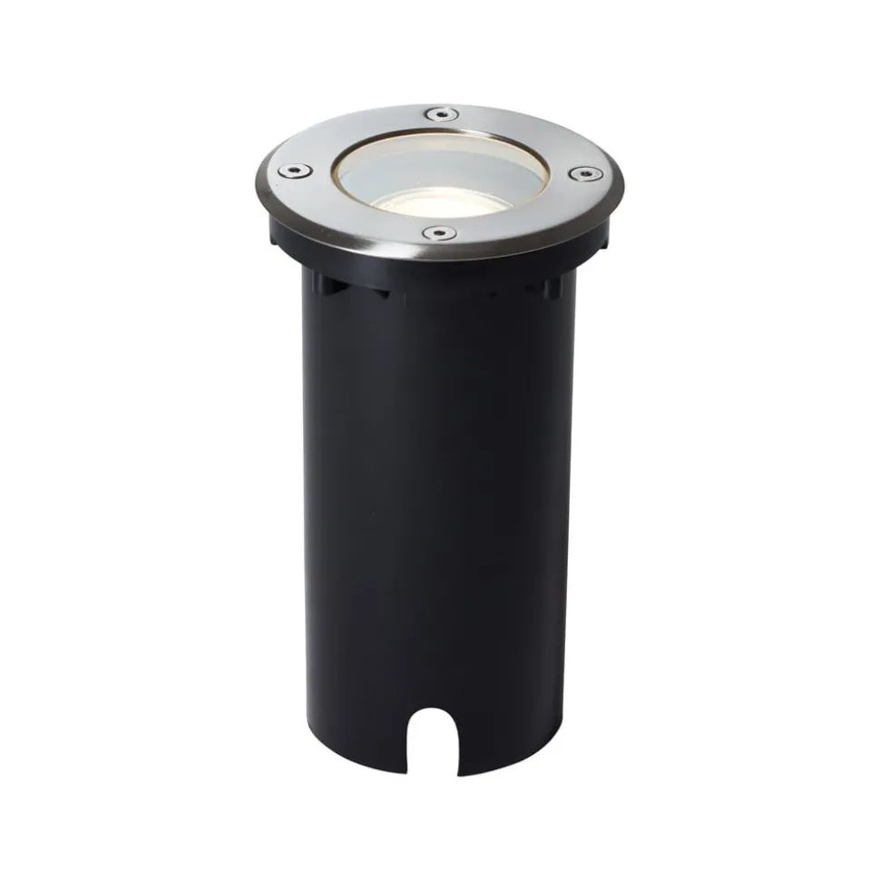 Grondspot inbouwlamp Itch, Ø 11 cm, roestvrij staal, metaal